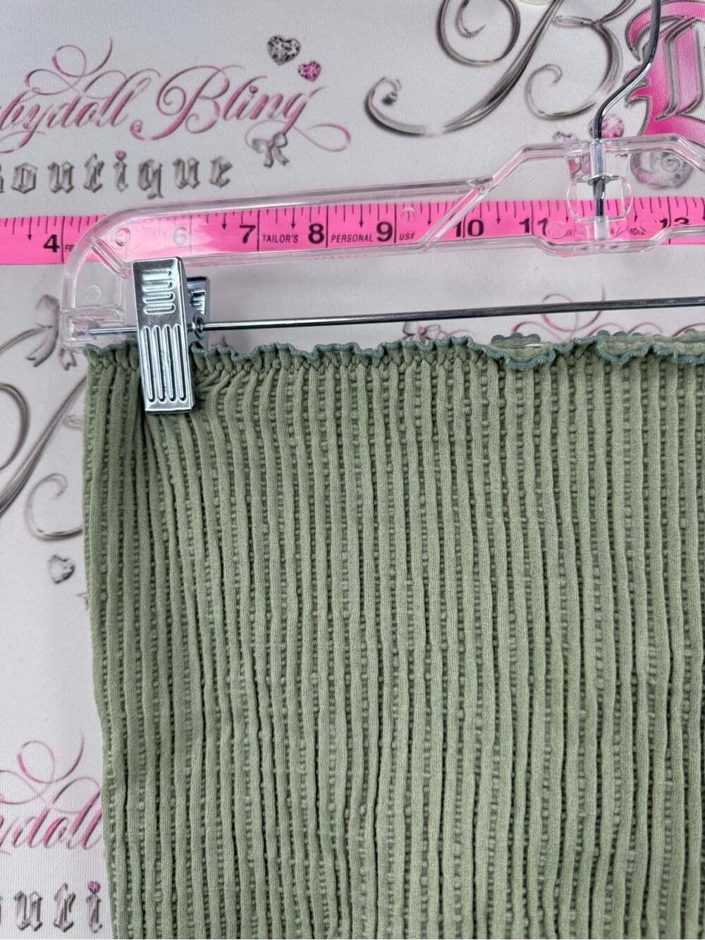 IVRY DAY top strapless new with tags Olive Green Smocked Mini Skirt - Tube Style - Picture 4 of 15